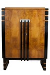 Donald Deskey Art Deco Walnut Burl China Cabinet for Hastings Table Company